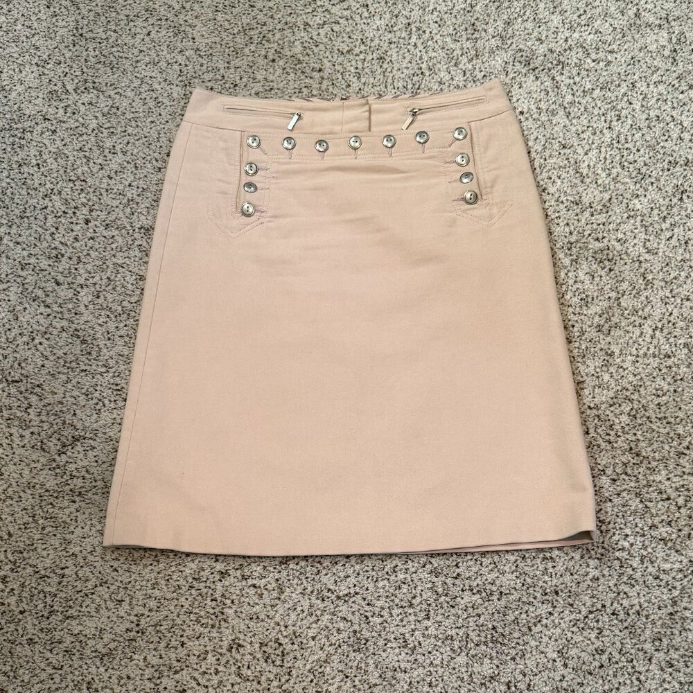 MaxAzria Collection | Sailor Buttoned A-line Midi Skirt | Blush Pink | Size: 6